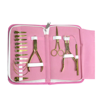 Kit d'outils pour extensions capillaires en acier inoxydable pour salon de beauté avec pinces, ciseaux, outils à boucles et ouvre-perles pour micro-anneaux et perles de liaison