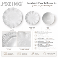 Lot de Vaisselle en Céramique en Gros, Prix Usine, Assiettes et Bols en Porcelaine Blanche Festonnée avec Perles pour Restaurants