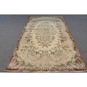 พรมขน5x9ft ตุรกีวินเทจปะต่อสี่เหลี่ยมผืนผ้าผืนใหญ่สีเบจสีน้ำตาลสไตล์คลาสสิกผ้ายางสำรองสำหรับห้องวัยรุ่น - Product Image 1