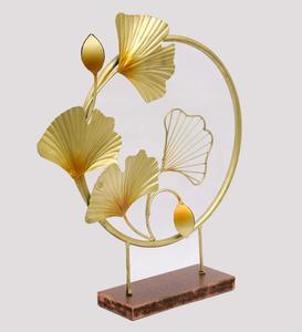 Gingko <b>Gold</b> Leaf Accent Showpiece Wooden base Portable Leaf Accent Living Room Table Decor Object And Accessories - Product Image 3