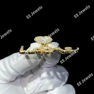 Women's Anniversary Gift Custom Name Charm VVS Moissanite <b>Pendant</b> with 925 Sterling Silver & 10K Gold Plated Heart <b>Bail</b> - Product Image 4