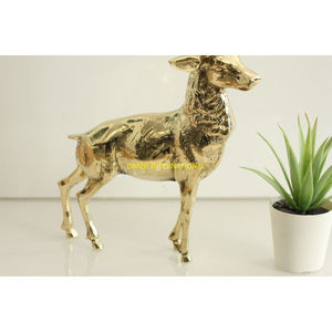 Ensemble de 2 Figurines de cerfs en laiton vintage Sculptures de rennes en laiton massif faites à la main Style antique en métal Art Decor pour Noël - Product Image 4