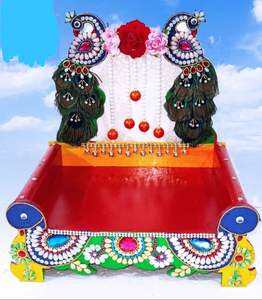 Ost-cama de madera puja Mandir hecha a mano para el hogar, templo de madera indio étnico colorido para adoración, producto de alta calidad - Product Image 4