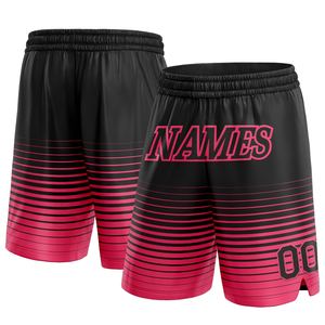 Industrie Direct Engro Sportswear Basketball Shorts Personnalisé Noir Néon Rose Pinstripe Fade Fashion Authentique Basketball Shorts - Product Image 1