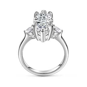 Bague Jeulia à trois pierres en diamant taille marquise en argent sterling - Product Image 4