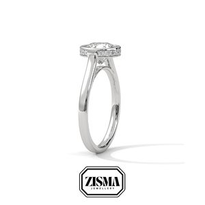 Jeu de lunettes intemporelles 2 carats diamant de laboratoire taille brillant bague Halo latéral or 14K certifié IGI personnalisé bijoux de fiançailles et de mariage OEM - Product Image 4