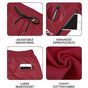 Pantalon de jogging en coton éponge pour hommes Jogger tableau des tailles régulières cordons zippés de haute qualité - Product Image 5