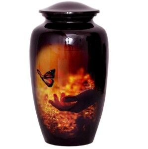 Urnes de crémation modernes en Aluminium, vente chaude, urnes funérailles en métal avec un beau Design de papillon - Product Image 3