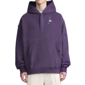 Custom Logo Embossed Winter <b>Men's</b> Distressed Pullover <b>Hoodie</b> Long Sleeves Plus Size 100% Cotton Blended Fleece Low MOQ - Product Image 4