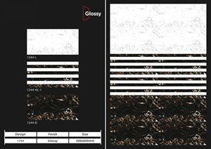 300x600 Design pour cuisine décoratif doré carreaux de céramique bordure mur porcelaine carrelage mur finition brillante - Product Image 3