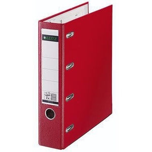 Leitz Double Binder 75mm 2x DIN A5 Landscape 4 Clips Grey Recycled Cardboard with Red LEITZ <b>File</b> Folder - Product Image 1