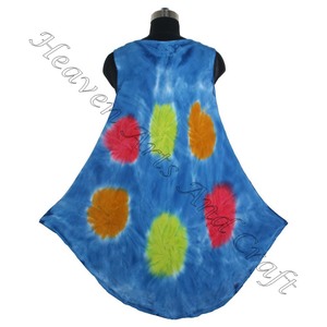 Hippie Boho Rayon ชุดเดรสแขนกุดย้อมสี, เดรสทรงร่มสำหรับผู้หญิงเดรสแขนกุดผ้าเรยอนออกแบบสีสันสดใส - Product Image 6