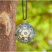 Collier PENDANT METATRON fait à la main, cube de Metatron, chakra, pendentif en orgone
