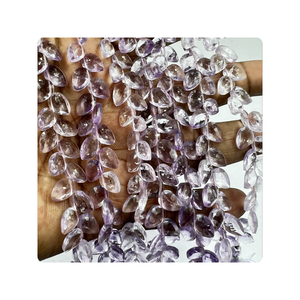 Vente en gros en vrac 8 pouces naturel rose améthyste facettes Briolette poire gouttes motif 4mm taille env. 6 7mm Premium pour les bijoux - Product Image 4
