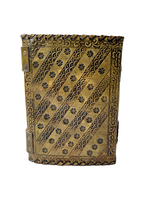 Cahier de notes en cuir véritable couleur anthracite à couverture rigide avec 5 pierres précieuses intégrées sur mesure avec papiers de bord de pont faits à la main