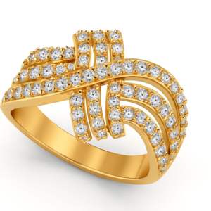Anillo de Diamantes Moissanite Chapado en Oro Sólido de 10K, Estilo de Moda de Lujo, Joyería Fina, Lazo Grande, Cruz de Cinta, Cóctel, Personalizado, Pavé - Product Image 1