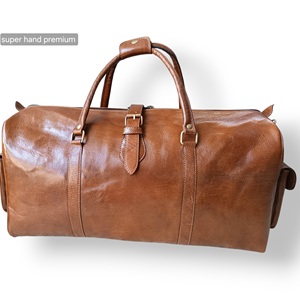 Super Hand Premium Genuine <b>Leather</b> Duffle <b>Bag</b> Unisex Gym Vintage <b>Soft</b> Handle Zipper Closure Travel Weekender Sports Modern - Product Image 1