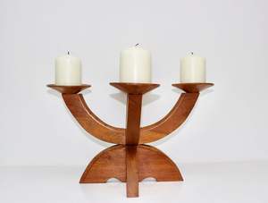 Menorá Plegable de Madera de Haya Natural Hecha a Mano, Candelabro de Siete Brazos, Decoración Modular Única para Mesa de Hogar, Judaica para Festividades Judías - Product Image 4