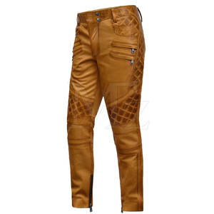 Pantalon en cuir de couleur personnalisée pour l'extérieur pantalon en cuir véritable nouveau design de pantalon en cuir pour hommes - Product Image 4