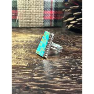 Wilbert # Anillo Ajustable de Plata de Ley y Turquesa (8 Piezas), Color Gris # Tecnología de Incrustación de 8 Piedras Preciosas Naturales de Moda, Tamaño 9.25, Regalo Perfecto - Product Image 4