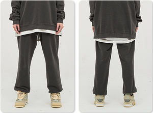 กางเกงวอร์มขายาวแบบขากว้างของผู้หญิงกางเกงวิ่งพร้อมกระดุมตกแต่งโลโก้แขนยาวแบบถักหนากางเกงคาร์โก้ซักแล้ว - Product Image 3