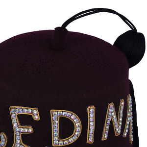 Shriners FEZ หมวก Maroon with สีขาวประกาย rhinestones MOQ ต่ำ OEM Service Masonic FEZ หมวก - Product Image 4