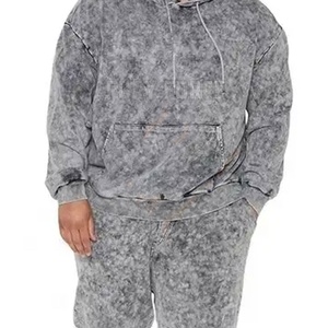 Unisex Casual Solid Acid Wash Cotton <b>Polyester</b> <b>Hoodie</b> Jogger Tracksuit with Custom Logo - Product Image 6