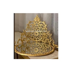 Plateau et bol à chocolat vintage en laiton et miroir, admirable, bol de mariage fait main de grande taille - Product Image 1