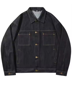 Conjunto de Dos Piezas de Mezclilla de Algodón 100% para Hombre, Talla Grande, Invierno, Color Sólido, Chaqueta y Pantalones Vaqueros con Logotipo Personalizado - Product Image 2