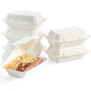 Conteneur alimentaire carré en bagasse premium 9x6 avec couvercle à charnière, compatible micro-ondes, sans BPA, design zen asiatique, pour la restauration scolaire et la livraison - Product Image 1
