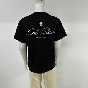 Haute qualité 100% coton grande taille hommes t-shirts Logo personnalisé impression broderie noir unisexe surdimensionné T-Shirt court - Product Image 5