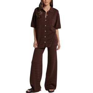 Femmes Blouses Chemises Tricot Bouton Chemise Tricoté D'été Blouse Casual Tops À Manches Courtes Blouse Femmes En Gros Fournisseur De Vêtements - Product Image 2