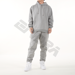 Ensemble de survêtements d'hiver gris pour hommes OEM Sweat à capuche en polaire Joggers Logo personnalisé 2 pièces Vêtements de sport décontractés Combinaison de sport chaude - Product Image 5