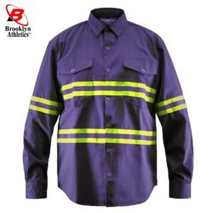 Camisa de trabajo de manga larga de algodón personalizable de alta visibilidad Ripstop amarillo con opción de logotipo - Product Image 3