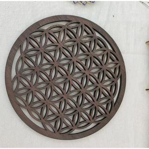 Wooden Round Flower Pattern <b>Trivet</b> Heat Resistant Tabletop Protector For Kitchen Dining restaurant Tableware Decorative Use - Product Image 4