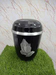 Urnas Funerarias de Estilo Americano de Nuevo Diseño, Urna de Cremación Personalizada y Elegante, de Aluminio Negro con Mano Orando, para Cenizas Humanas de Adultos, 10 Pulgadas - Product Image 2