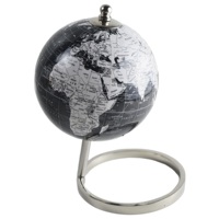Globe terrestre en aluminium de style européen moderne, taille personnalisée |   Support Noir Argenté |   Globe de table décoratif personnalisable pour le bureau