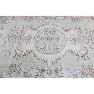 พรมตุรกีขนาด 6.3x9.6 ฟุต พรมขนาดใหญ่สไตล์วินเทจ พรมลายขาวแบบนามธรรม - Product Image 5