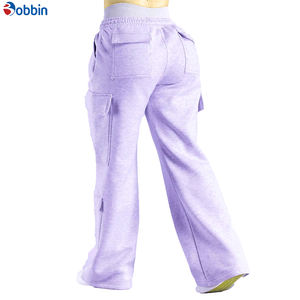 Pantalon de jogging cargo surdimensionné en molleton, best-seller, logo personnalisé, gris, entraînement en salle de sport, pantalon de survêtement pour femmes, pantalon cargo pour femmes - Product Image 2