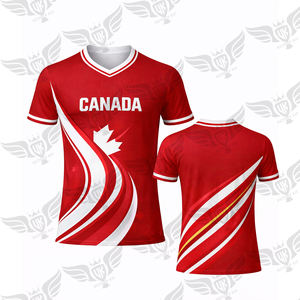 Wholesale Canada Football T Shirt Men Red and White Soccer <b>Fan</b> Tee Short Sleeve Sports Supporter Shirts - Product Image 4