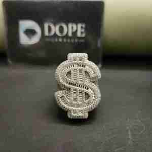 Anillo de Dólar Personalizado, Elegante y Único, con Incrustaciones de Moissanita, en Plata de Ley 925 y Acero Inoxidable, Unisex, para Fiestas - Product Image 5