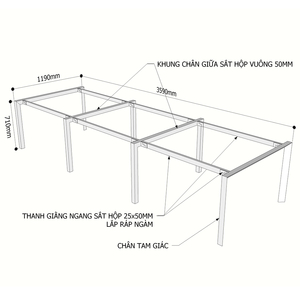 Trian Concept 6-Seater Cluster Table Base 360x120 Assembly HCTA013 - Product Image 2