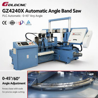 Scie à ruban métallique automatique à commande PLC haute précision GZ4240X, scie à ruban à angle rotatif pour la coupe à 45 degrés
