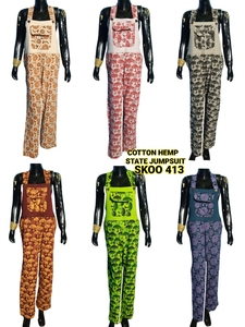 ชุดจั๊มสูทผ้าฝ้ายแฟชั่นวินเทจของผู้หญิงชุดวันพีซระบายอากาศได้ทรงตรงพอดีตัวชุดลำลองแบบยั่งยืนสำหรับฤดูร้อน - Product Image 6