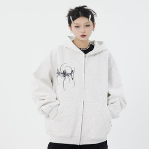 Sudadera con capucha con estampado de araña para hombres y mujeres Cremallera amantes de manga larga - Product Image 1