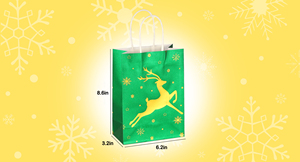 Christmas Craft Paper Bags Eco-Friendly Recyclable Silver Foil Printing <b>Flat</b> Handles Hand Length Handle Style - Product Image 3