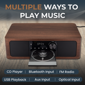 SoundBeast <b>Stereo</b> Shelf <b>System</b> CD Player, Bluetooth, FM Radio, USB Playback, Aux in, Optical in, Alarm Clock, & Remote Control - Product Image 5