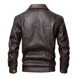 Chaqueta de Cuero de la Mejor Calidad para Adultos, Color Marrón Oscuro, Cierre de Cremallera con Botones, Chaqueta de Cuero de Invierno para Usar en la Calle - Product Image 2