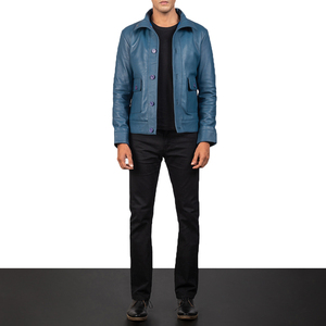 Chaqueta de cuero moderna de Color sólido para hombre, ropa informal, ropa de calle cómoda, estilo personalizado de motorista de moda hecho en Pakistán - Product Image 1