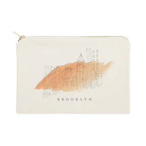 Sac de rangement cosmétique en toile de coton Brooklyn Cityscape, moderne, portable, écologique, avec logo personnalisé, en matériau PC - Product Image 1